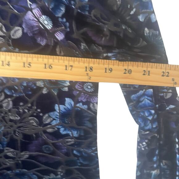 Cupio Large Whimsigoth Velvet Blue Floral Witchy Fairy Grunge Flutter Blouse - Picture 9 of 10